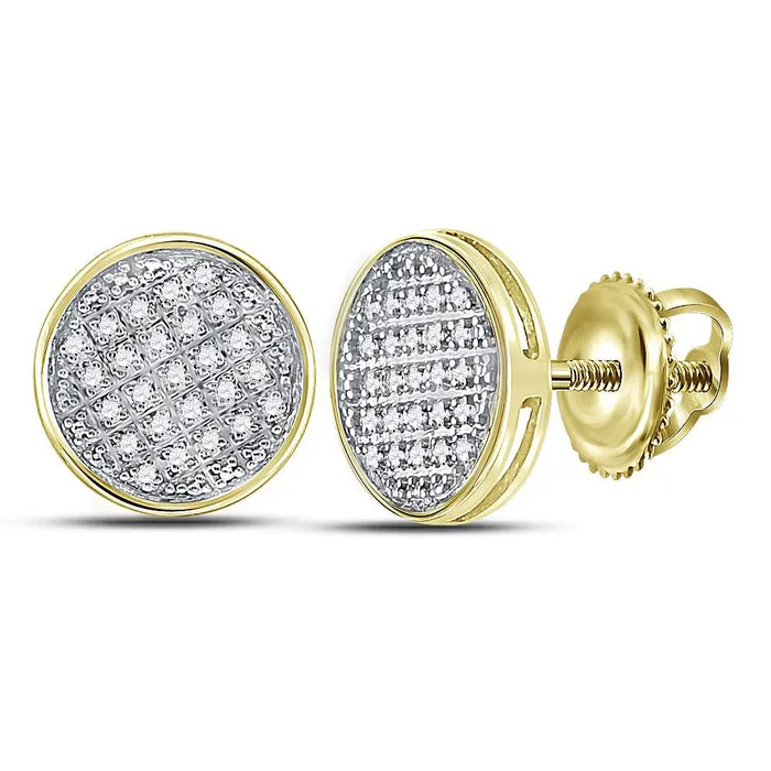 GND Earrings GND 10Kt Yellow Gold Mens Round Diamond Circle Disk Cluster Earrings 18 Cttw GND Earrings GND 10Kt Yellow Gold Mens Round Diamond Circle Disk Cluster Earrings 18 Cttw