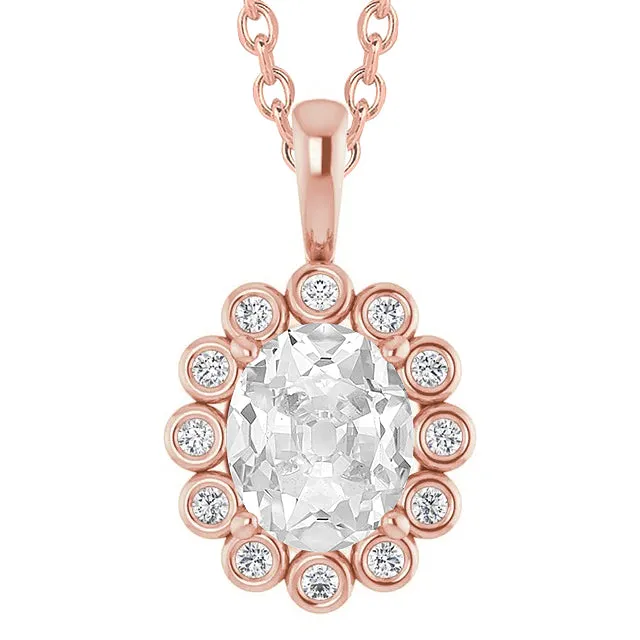 Halo Natural Earth Mined Diamond Pendant Oval Old Mine Cut Bezel Set 650 Ct Flower Style HarryChadEntcom Necklaces Halo Natural Earth Mined Diamond Pendant Oval Old Mine Cut Bezel Set 650 Ct Flower Style HarryChadEntcom Necklaces