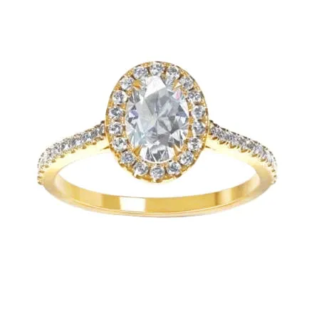 Halo Oval And Round 230 Carats Natural Earth Mined Diamond Wedding Ring Yellow Gold 14K GB Rings