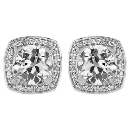 Halo Stud Earrings Round Old Miner Natural Diamond 6 Ct 14K White Gold HarryChadEntcom Earrings Halo Stud Earrings Round Old Miner Natural Diamond 6 Ct 14K White Gold HarryChadEntcom Earrings