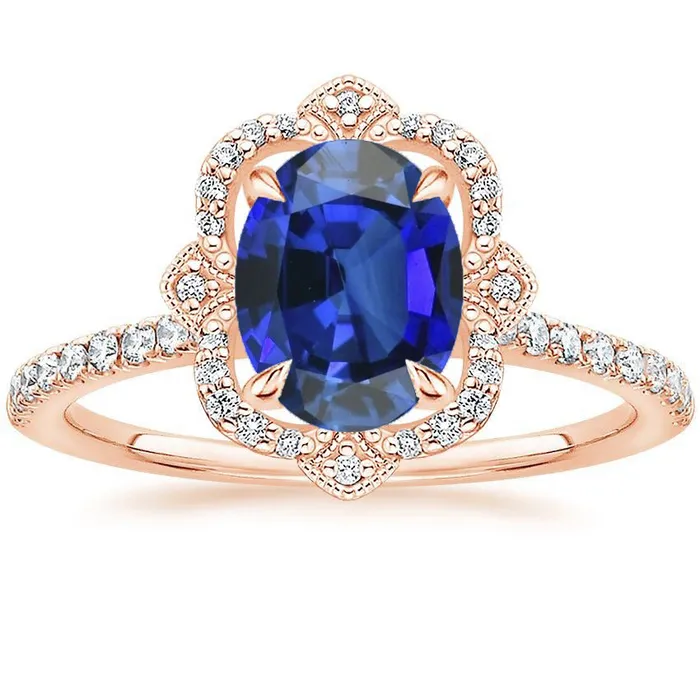 HarryChadEntcom Antique Style Halo Natural Earth Mined Diamond Ring Flower Style Blue Sapphire 620 Carats Rings HarryChadEntcom Antique Style Halo Natural Earth Mined Diamond Ring Flower Style Blue Sapphire 620 Carats Rings