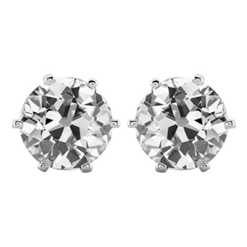 HarryChadEntcom Earrings 4 Ct Stud Earrings Round Old Mine Cut Natural Diamond White Gold HarryChadEntcom Earrings 4 Ct Stud Earrings Round Old Mine Cut Natural Diamond White Gold