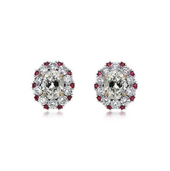 HarryChadEntcom Earrings Halo Real Diamond Oval Old Miner Round Rubies Stud Earrings 450 Carats HarryChadEntcom Earrings Halo Real Diamond Oval Old Miner Round Rubies Stud Earrings 450 Carats