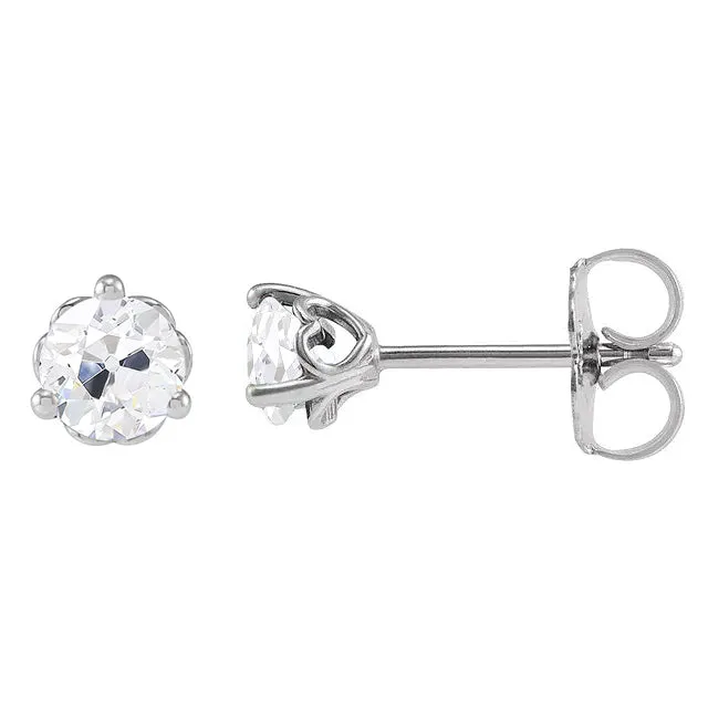 HarryChadEntcom Earrings Women Gold Earrings Old Mine Cut Natural Earth Mined Diamond Studs 4 Carats