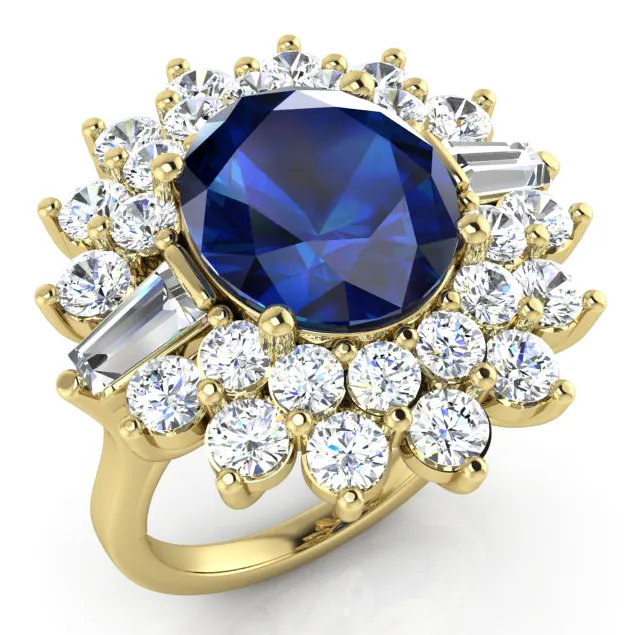 HarryChadEntcom Genuine Sapphire and Diamond Cocktail Ring Rings