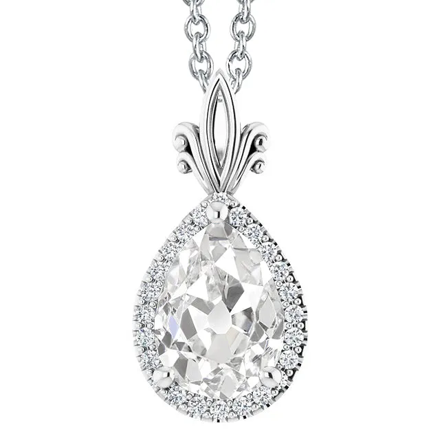 HarryChadEntcom Necklaces 450 Carats Womens Halo Natural Earth Mined Diamond Pendant Pear Old Cut Slide Prong Set HarryChadEntcom Necklaces 450 Carats Womens Halo Natural Earth Mined Diamond Pendant Pear Old Cut Slide Prong Set