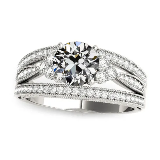 HarryChadEntcom Rings 5 Carats Old Mine Cut Genuine Natural Earth Mined Diamond Ring Milgrain Split Shank Vintage Style HarryChadEntcom Rings 5 Carats Old Mine Cut Genuine Natural Earth Mined Diamond Ring Milgrain Split Shank Vintage Style