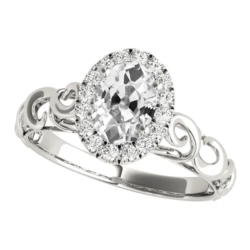 HarryChadEntcom Rings Antique Style Halo Oval Old Miner Natural Earth Mined Diamond Ring 375 Carats Filigree HarryChadEntcom Rings Antique Style Halo Oval Old Miner Natural Earth Mined Diamond Ring 375 Carats Filigree