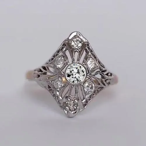 HarryChadEntcom Rings Antique Style Round Bezel Set Old Mine Cut Genuine Natural Earth Mined Diamond Ring 1 Carat HarryChadEntcom Rings Antique Style Round Bezel Set Old Mine Cut Genuine Natural Earth Mined Diamond Ring 1 Carat