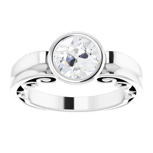 HarryChadEntcom Rings Antique Style Solitaire Round Old Cut Natural Earth Mined Diamond Ring Bezel Set 2 Carats HarryChadEntcom Rings Antique Style Solitaire Round Old Cut Natural Earth Mined Diamond Ring Bezel Set 2 Carats