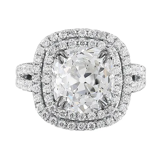 HarryChadEntcom Rings Cushion Double Halo Ring Old Miner Genuine Natural Earth Mined Diamonds 675 Carats Split Shank HarryChadEntcom Rings Cushion Double Halo Ring Old Miner Genuine Natural Earth Mined Diamonds 675 Carats Split Shank