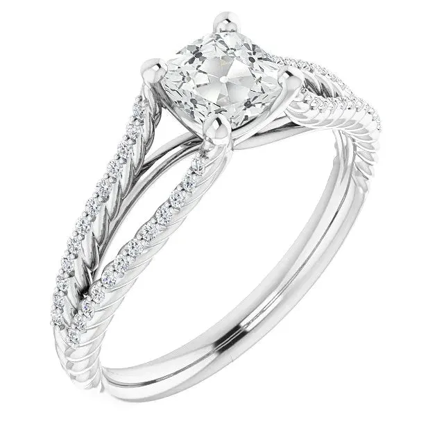 HarryChadEntcom Rings Cushion Old Miner Genuine Natural Earth Mined Diamond Ring Rope Style Split Shank 450 Carats HarryChadEntcom Rings Cushion Old Miner Genuine Natural Earth Mined Diamond Ring Rope Style Split Shank 450 Carats
