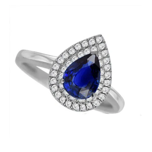 HarryChadEntcom Rings Double Halo Anniversary Ring Pear Sri Lankan Sapphire 3 Carats HarryChadEntcom Rings Double Halo Anniversary Ring Pear Sri Lankan Sapphire 3 Carats