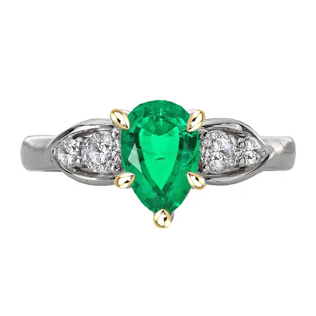 HarryChadEntcom Rings Green Emerald Ladies Ring Pear Cut Gemstone Prong Set HarryChadEntcom Rings Green Emerald Ladies Ring Pear Cut Gemstone Prong Set