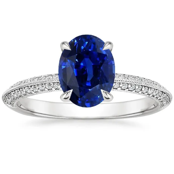 HarryChadEntcom Rings Ladies Antique Style Blue Sapphire Ring With Accents 550 Carats HarryChadEntcom Rings Ladies Antique Style Blue Sapphire Ring With Accents 550 Carats