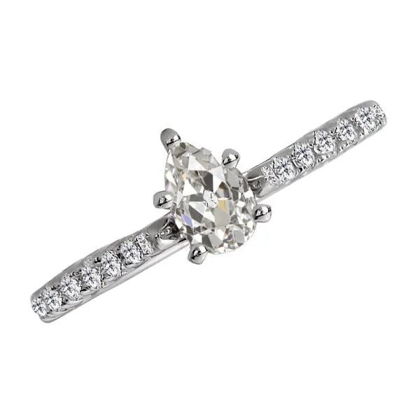 HarryChadEntcom Rings Pear Old Mine Cut Five Prong Engagement Ring 2 Carats Natural Diamond HarryChadEntcom Rings Pear Old Mine Cut Five Prong Engagement Ring 2 Carats Natural Diamond