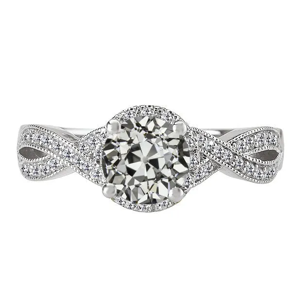 HarryChadEntcom Rings Round Old Cut Natural Earth Mined Diamond Ring Twisted Pave Set 450 Carats HarryChadEntcom Rings Round Old Cut Natural Earth Mined Diamond Ring Twisted Pave Set 450 Carats