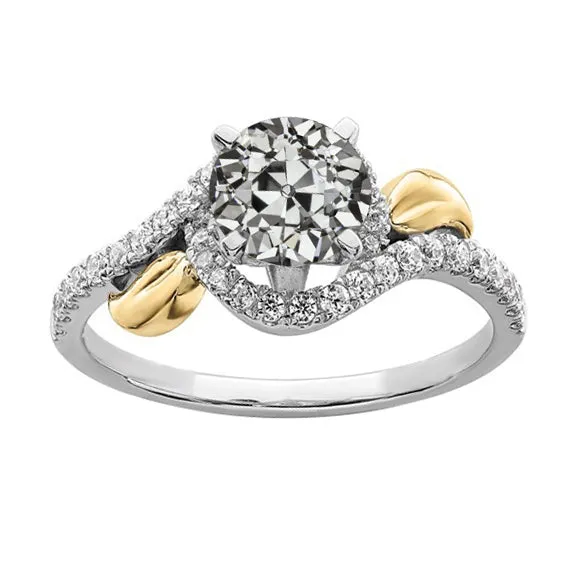 HarryChadEntcom Rings Round Old Miner Genuine Natural Earth Mined Diamond Ring Two Tone Twisted Shank 4 Carats HarryChadEntcom Rings Round Old Miner Genuine Natural Earth Mined Diamond Ring Two Tone Twisted Shank 4 Carats