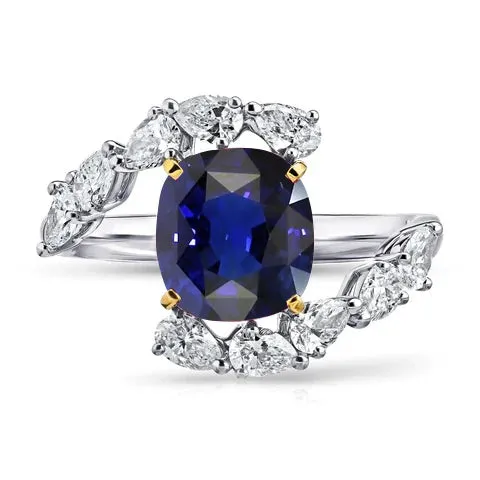 HarryChadEntcom Rings Tension Like Pear Natural Earth Mined Diamond Cushion Deep Blue Sapphire Ring HarryChadEntcom Rings Tension Like Pear Natural Earth Mined Diamond Cushion Deep Blue Sapphire Ring
