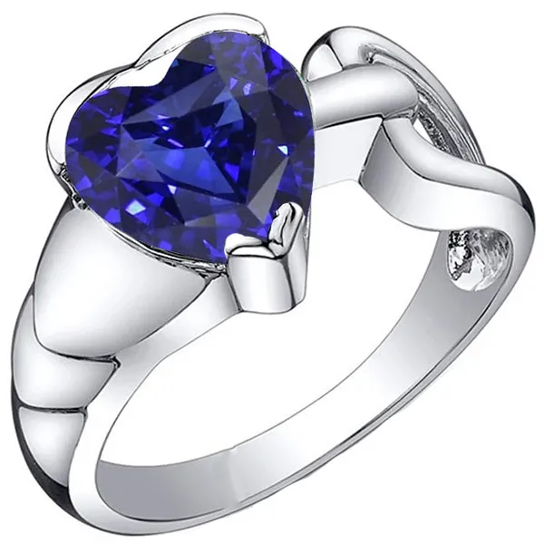 HarryChadEntcom Rings Wedding Solitaire Ring White Gold Heart Blue Sapphire 3 Carats HarryChadEntcom Rings Wedding Solitaire Ring White Gold Heart Blue Sapphire 3 Carats
