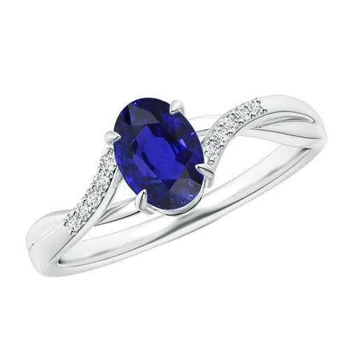 HarryChadEntcom Rings Womens Natural Earth Mined Diamond Gold Ring With Oval Ceylon Sapphire Center 475 Carats HarryChadEntcom Rings Womens Natural Earth Mined Diamond Gold Ring With Oval Ceylon Sapphire Center 475 Carats