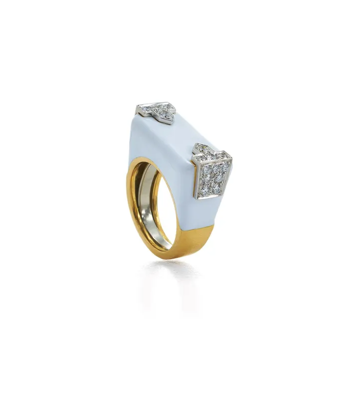 Hero Ring White Enamel David Webb Workshop Rings