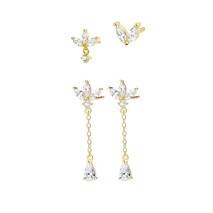 Hey Happiness Earrings Delicate Stacking Stud Earrings Set Sterling Silver Gold Hey Happiness Earrings Delicate Stacking Stud Earrings Set Sterling Silver Gold