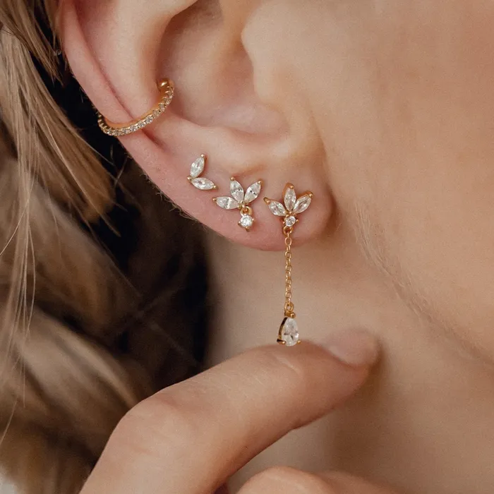Hey Happiness Earrings Delicate Stacking Stud Earrings Set Sterling Silver Gold