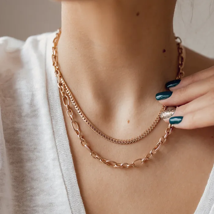 Hey Happiness Necklaces Chunky Oval Figaro Chain Necklace Rose Gold Hey Happiness Necklaces Chunky Oval Figaro Chain Necklace Rose Gold