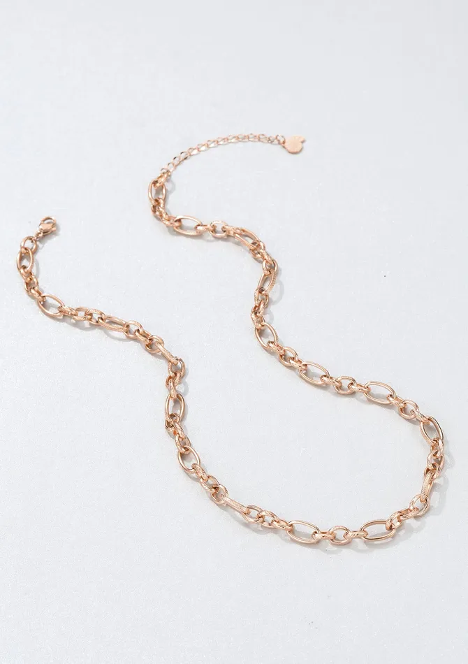 Hey Happiness Necklaces Chunky Oval Figaro Chain Necklace Rose Gold Hey Happiness Necklaces Chunky Oval Figaro Chain Necklace Rose Gold