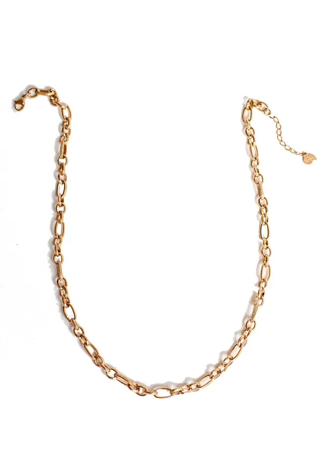 Hey Happiness Necklaces Chunky Oval Figaro Chain Necklace Rose Gold Hey Happiness Necklaces Chunky Oval Figaro Chain Necklace Rose Gold