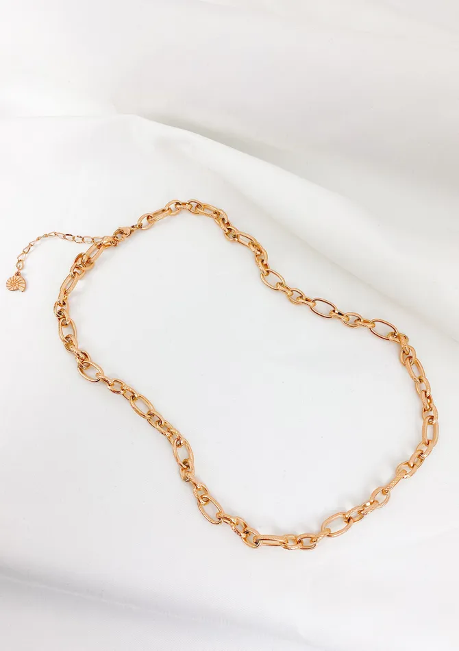 Hey Happiness Necklaces Chunky Oval Figaro Chain Necklace Rose Gold Hey Happiness Necklaces Chunky Oval Figaro Chain Necklace Rose Gold