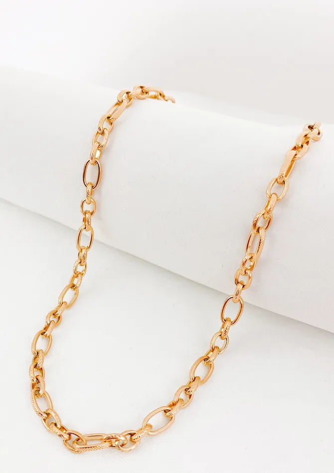 Hey Happiness Necklaces Chunky Oval Figaro Chain Necklace Rose Gold Hey Happiness Necklaces Chunky Oval Figaro Chain Necklace Rose Gold
