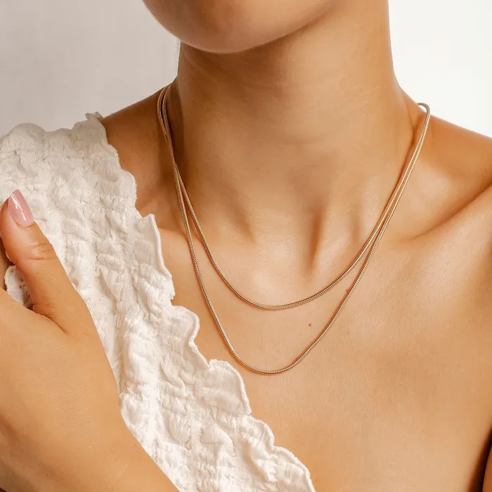Hey Happiness Necklaces Round Snake Chain Necklace Rose Gold Hey Happiness Necklaces Round Snake Chain Necklace Rose Gold