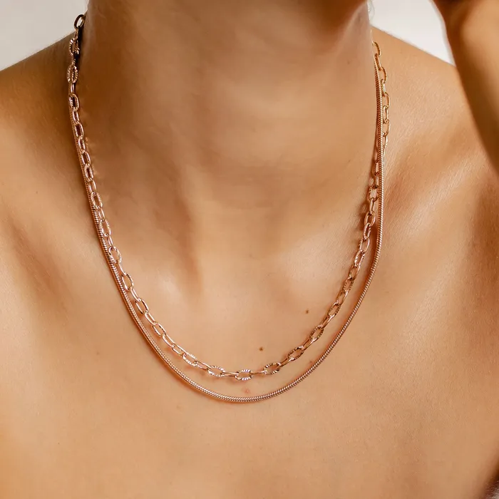 Hey Happiness Necklaces Round Snake Chain Necklace Rose Gold Hey Happiness Necklaces Round Snake Chain Necklace Rose Gold