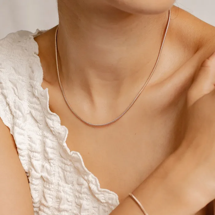 Hey Happiness Necklaces Round Snake Chain Necklace Rose Gold Hey Happiness Necklaces Round Snake Chain Necklace Rose Gold