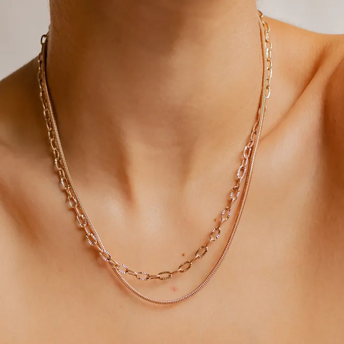 Hey Happiness Necklaces Round Snake Chain Necklace Rose Gold Hey Happiness Necklaces Round Snake Chain Necklace Rose Gold
