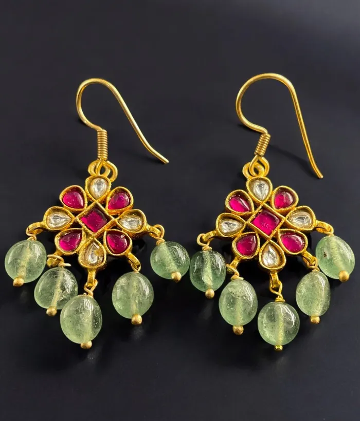 Kundan Earrings The Mahua Silver Kundan Earrings White