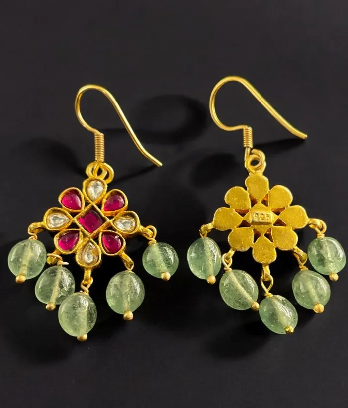Kundan Earrings The Mahua Silver Kundan Earrings White