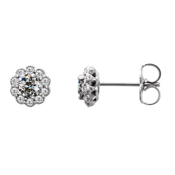 Ladies Round Mined Diamond Old Cut Stud Earrings Flower Style 250 Carats HarryChadEntcom Earrings Ladies Round Mined Diamond Old Cut Stud Earrings Flower Style 250 Carats HarryChadEntcom Earrings