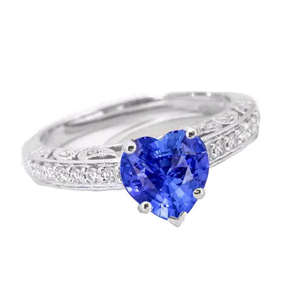 Ladies Solitaire Heart Blue Sapphire Ring With Accents 2 Carats HarryChadEntcom Rings Ladies Solitaire Heart Blue Sapphire Ring With Accents 2 Carats HarryChadEntcom Rings