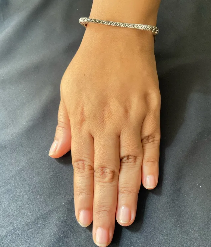Marcasite The Sleek Silver Marcasite Openable Bracelet Free Size Bracelets