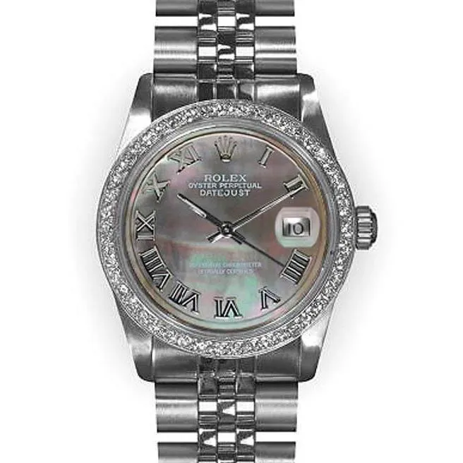Midsize Rolex Datejust Ss Mid Size Watch Gray Mop Dial GB Watches
