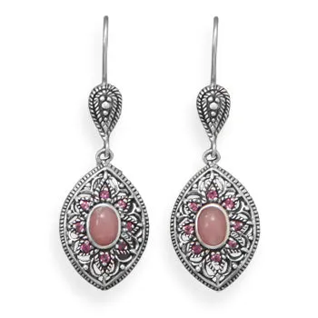MMA Earrings MMA Pink Opal and Rhodolite Earrings