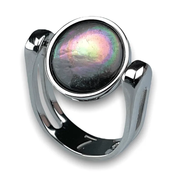 MyCONQUERing Rings Gray Shell Crystal Fidget Ring