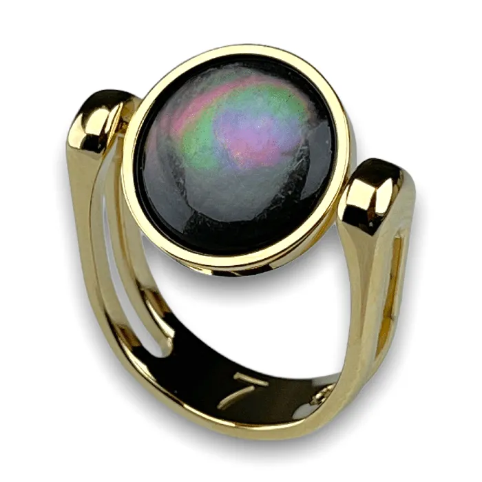 MyCONQUERing Rings Gray Shell Crystal Fidget Ring