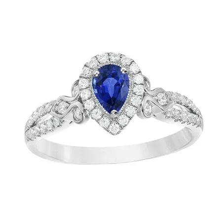 Natural Earth Mined Diamond Halo Pear Sapphire Ring Split Shank Womens Jewelry HarryChadEntcom Rings Natural Earth Mined Diamond Halo Pear Sapphire Ring Split Shank Womens Jewelry HarryChadEntcom Rings
