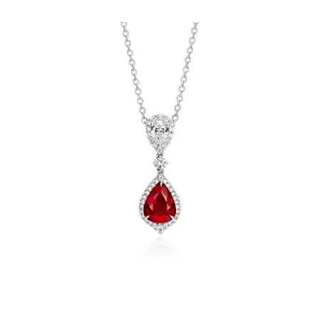 Necklaces GB Pear Shape Ruby Natural Earth Mined Diamond Pendant Necklace 450 Carats White Gold 14K Necklaces GB Pear Shape Ruby Natural Earth Mined Diamond Pendant Necklace 450 Carats White Gold 14K