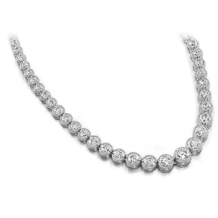 Necklaces GB Women Tennis Necklace 10 Carats Natural Earth Mined Diamonds Gold White Necklaces GB Women Tennis Necklace 10 Carats Natural Earth Mined Diamonds Gold White