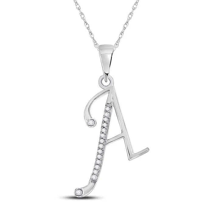 Necklaces GND 10kt White Gold Womens Round Diamond A Initial Letter Pendant 112 Cttw GND Necklaces GND 10kt White Gold Womens Round Diamond A Initial Letter Pendant 112 Cttw GND
